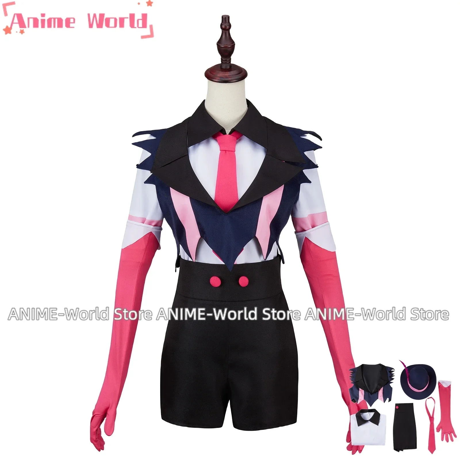 

《Custom Size》Angeldust Cosplay Costume Adult Outfit Halloween Carnival Party Clothes With Hat
