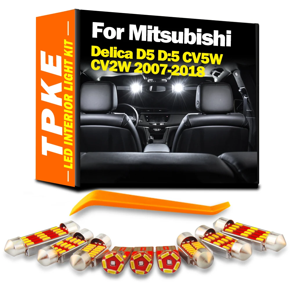 

TPKE 12 шт. Canbus для Mitsubishi Delica D5 D:5 CV5W CV2W 2007-2017 2018 светодиодный комплект внутреннего освещения для чтения багажа, автомобильные внутренние лампы