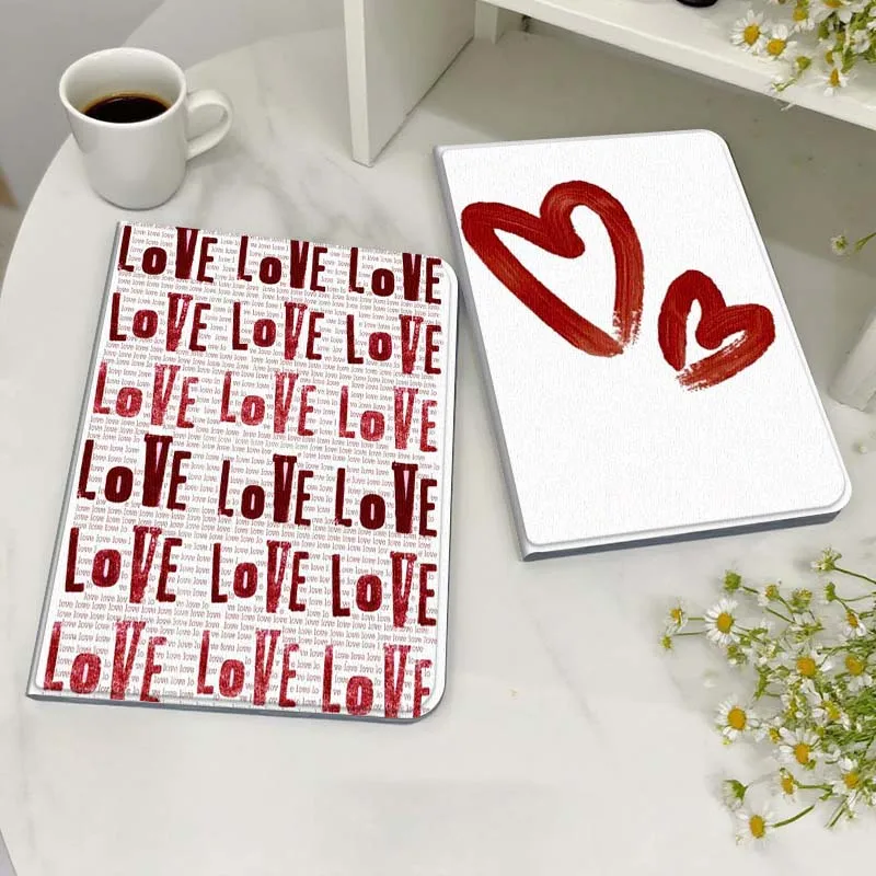 

Cartoon Red Heart Pattern Tablet Case For Samsung Galaxy Tab S7 S8 S9 S10 FE Lite Gift