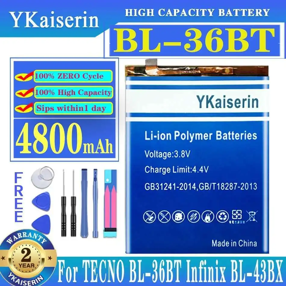 

Stable 4800mAh For Tecno BL-36BT For Infinix BL-43BX Mobile Phone Battery