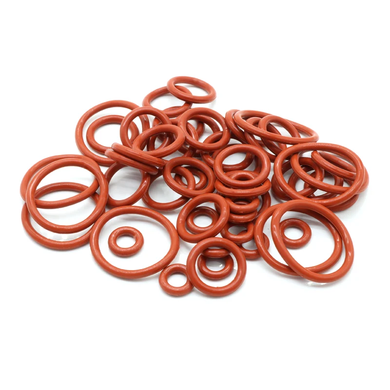 10pcs VMQ O Ring Seal Gasket Thickness CS 2mm OD 8 ~ 65mm Silicone Rubber Insulated Waterproof Washer Round Shape Nontoxi Red