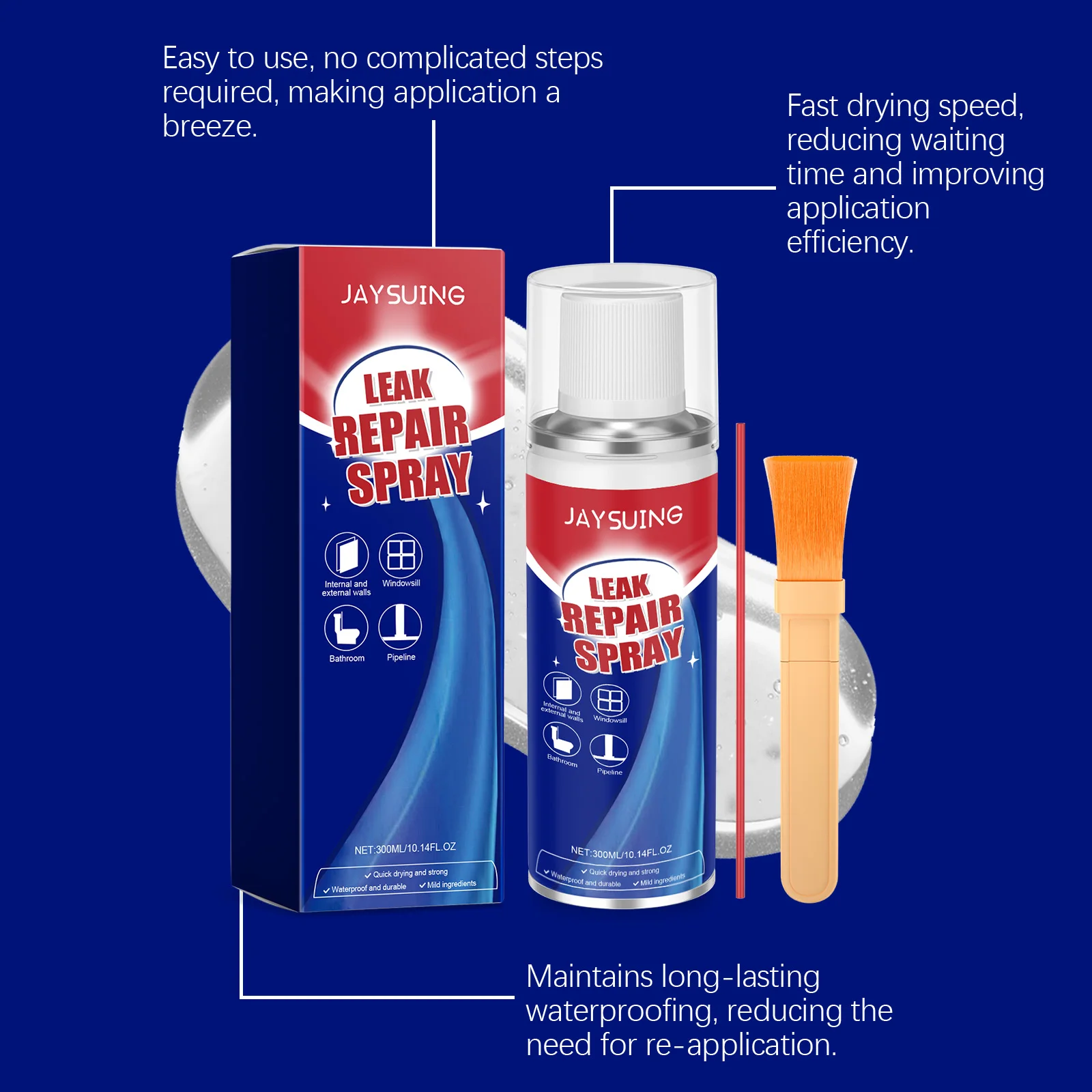 بخاخ إصلاح التسرب العالمي المقاوم للماء من Jaysuing - طلاء واقٍ داخلي/خارجي للجدران والأرضيات، تركيبة سريعة الختم #4