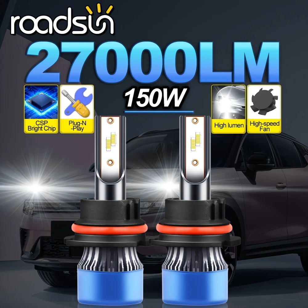 Car LED Bulb 9005/HB3 9006/HB4 H1 H4 H7 H11 H13 9007 High Low Beam 27000LM 150W 12V 6000K White Plug-N-Play Replacing Halogen