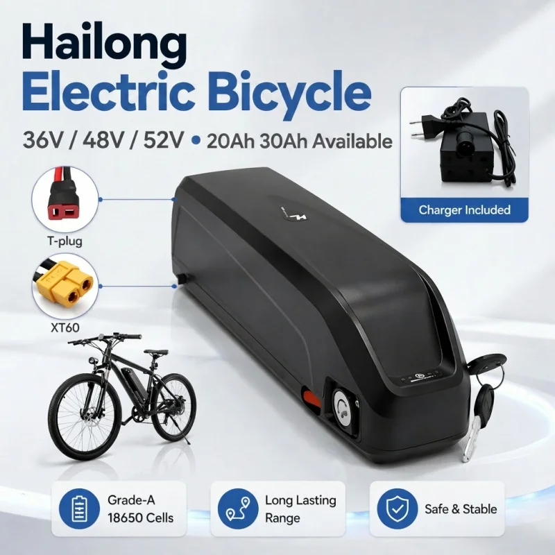 36/48/52V Lithium Battery Hailong Design, 12Ah 15Ah 18Ah 20Ah 30Ah for BBS02 BBS03 BBSHD