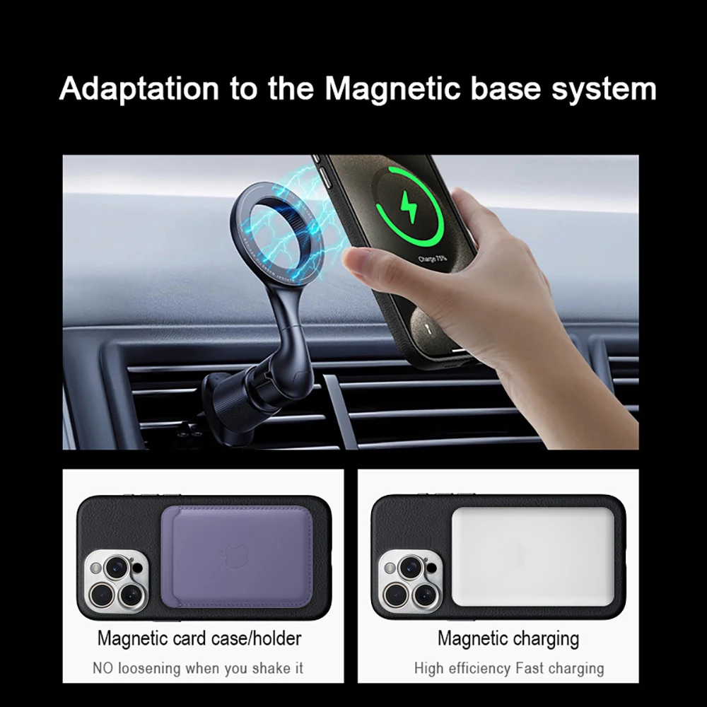 Quick Universal 67mm Filter Magnetic Attractable Leather Phone Case iPhone 15 Pro Max Car Holder for Magsafe Mobile Phone Lens