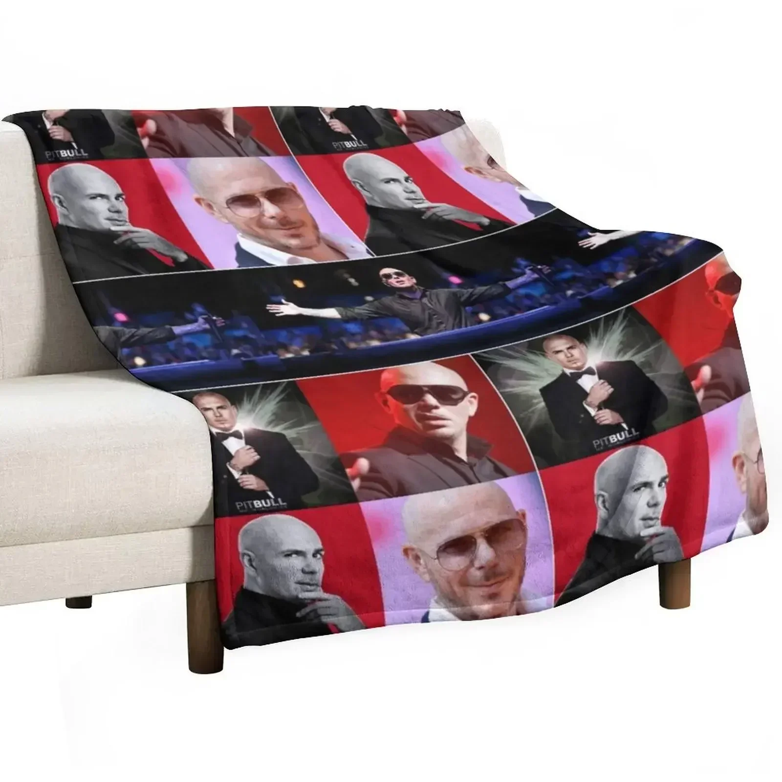 

Pitbull American rapper Aesthetics Photos Compilation Collage - 1 Throw Blanket Summer Beddings Quilt Blankets