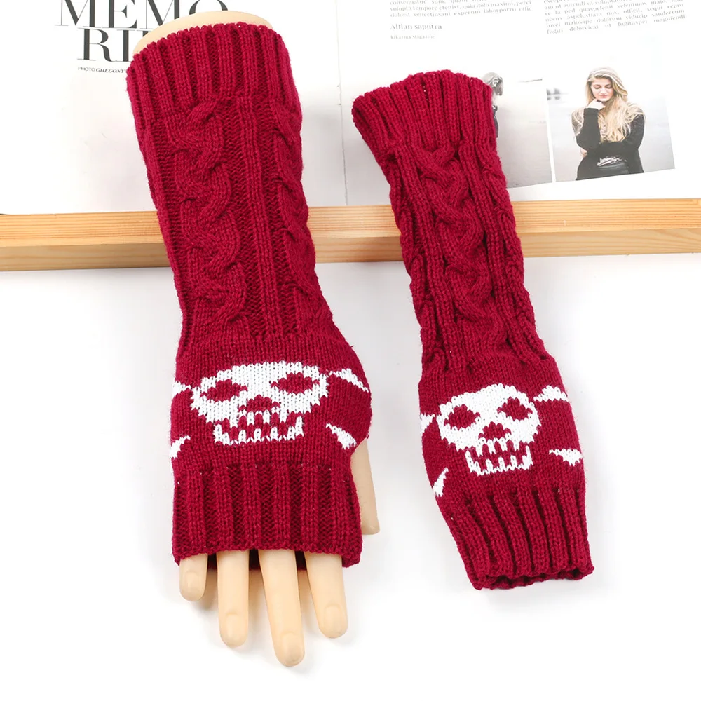 Thick Woolen Gloves for Men and Women, Acrylic Knitted Fingerless Fake Sleeves, Comfortable Cartoon Long Glove Sleeves