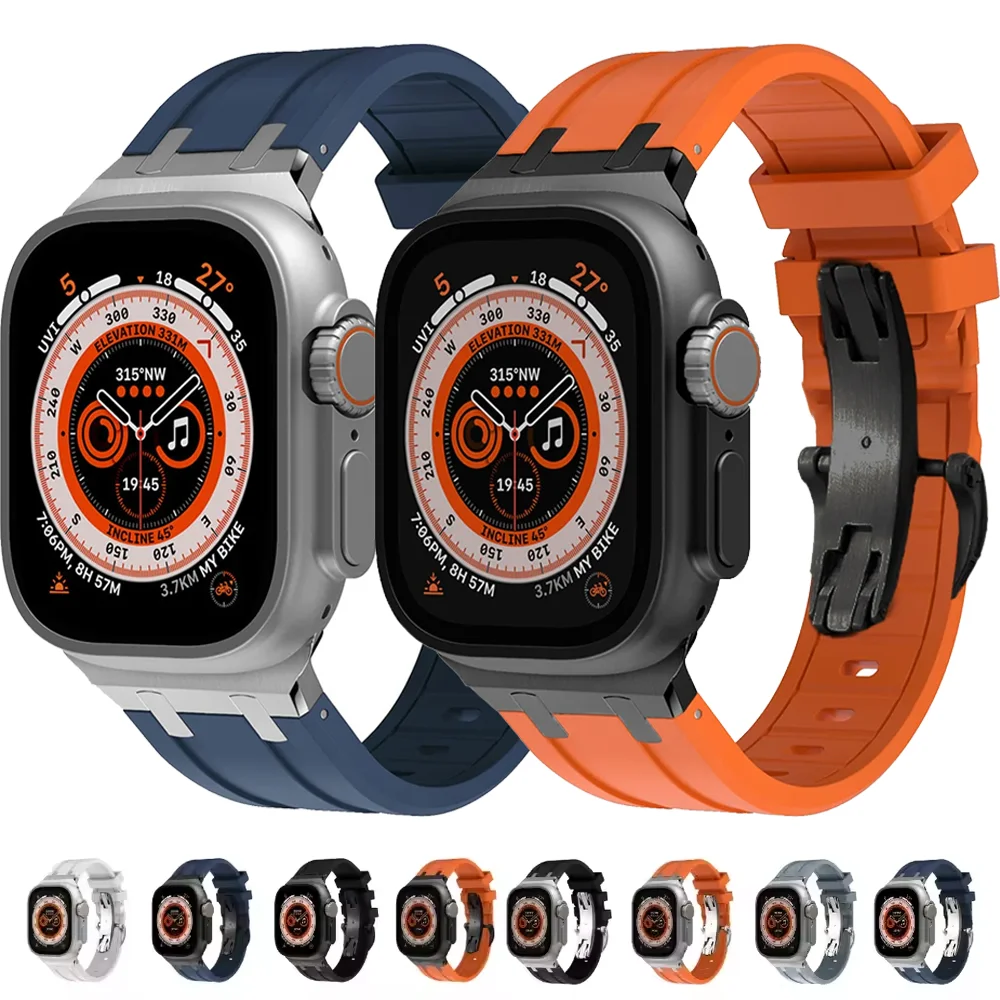 

Жидкий силиконовый ремешок для Apple Watch Ultra 3 49 мм 11 10 46 мм 42 мм 9 8 7 45 мм 41 мм с металлической пряжкой для iWatch 6 5 4 SE 44/40 мм