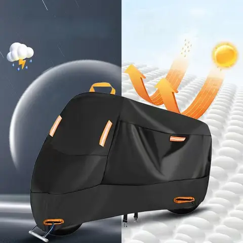 Motorcycle Cover Outdoor Waterproof Motorcycle Tarpaulin Thickened Polyester UV Protective Cover for Motorcycle Scooters