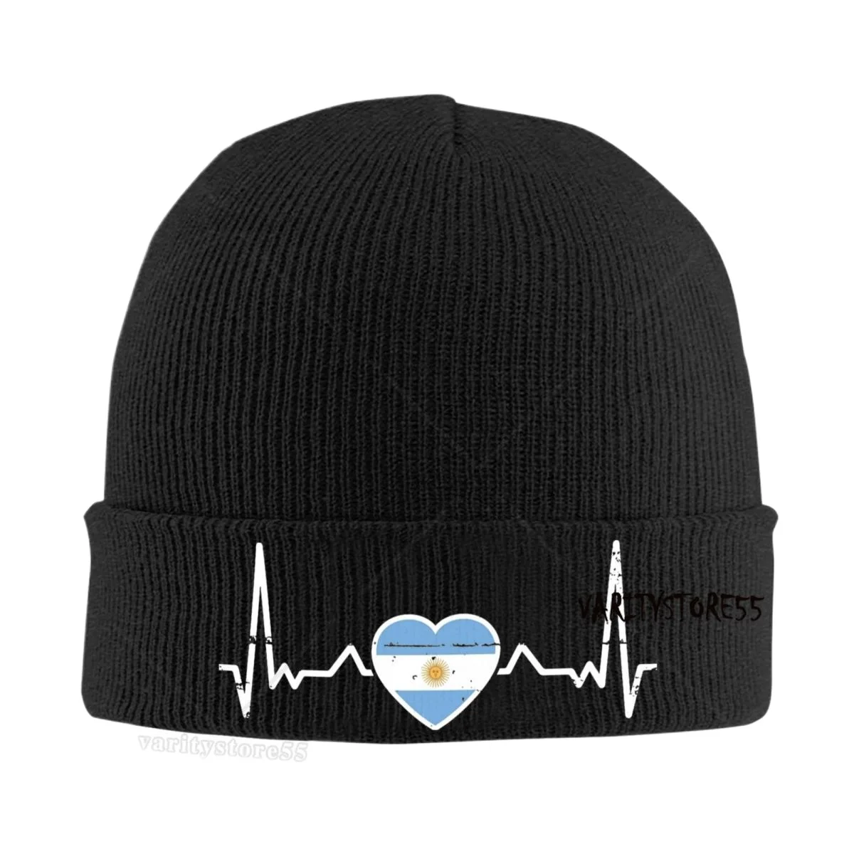 

Шапки-бини с флагом Аргентины Heartbeat, аргентинские модные шапки для взрослых, унисекс, вязаная шапка Kpop, осенние шапки-бини на заказ
