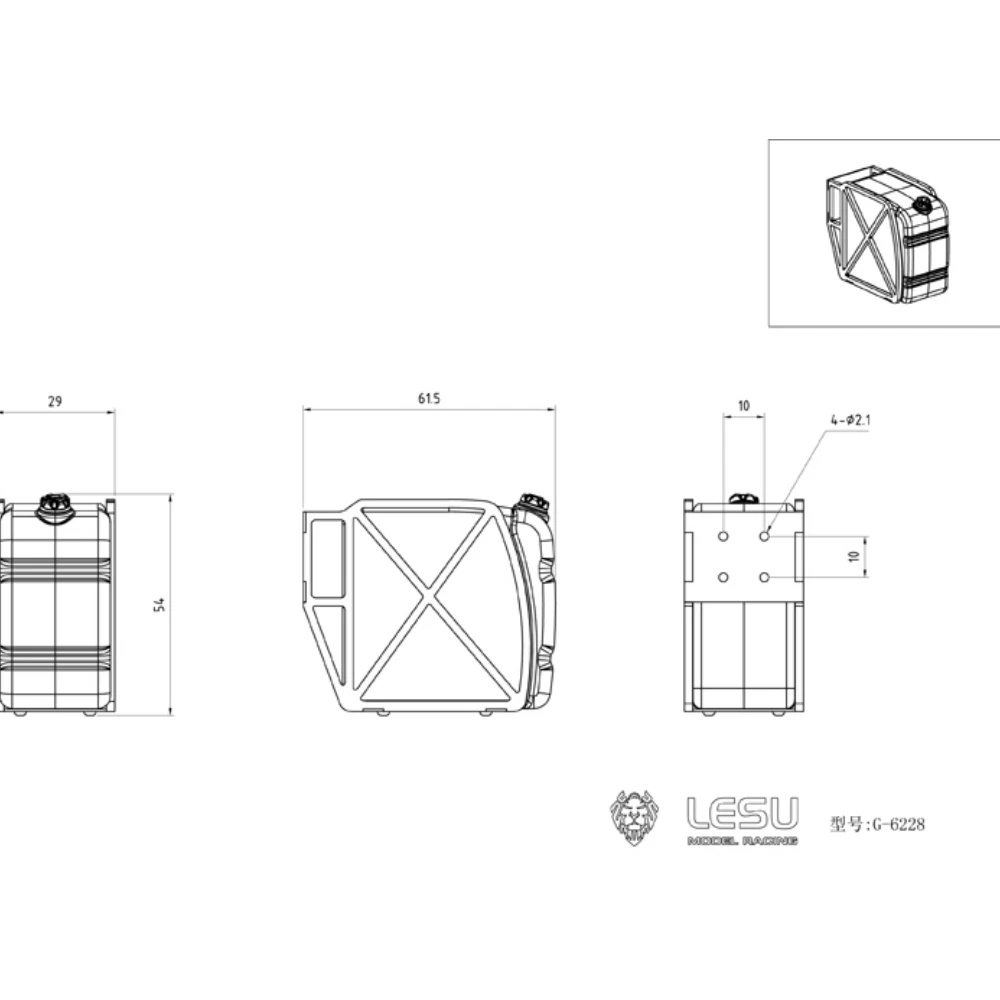Symulacja zbiornika mocznika Plastik G-6228 Ulepszenie do ciężarówki RC Tamiya FH16 1/14, ciągnika FH12, zdalnie sterowanej zabawki z przyczepą