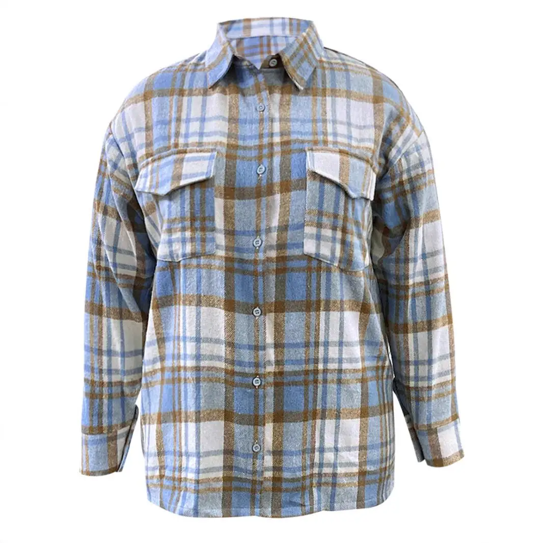 Women's Plaid Nylon irt Pattern Commute Sle Loose Fit Long Sve orm Resistant Faion Autumn Collection