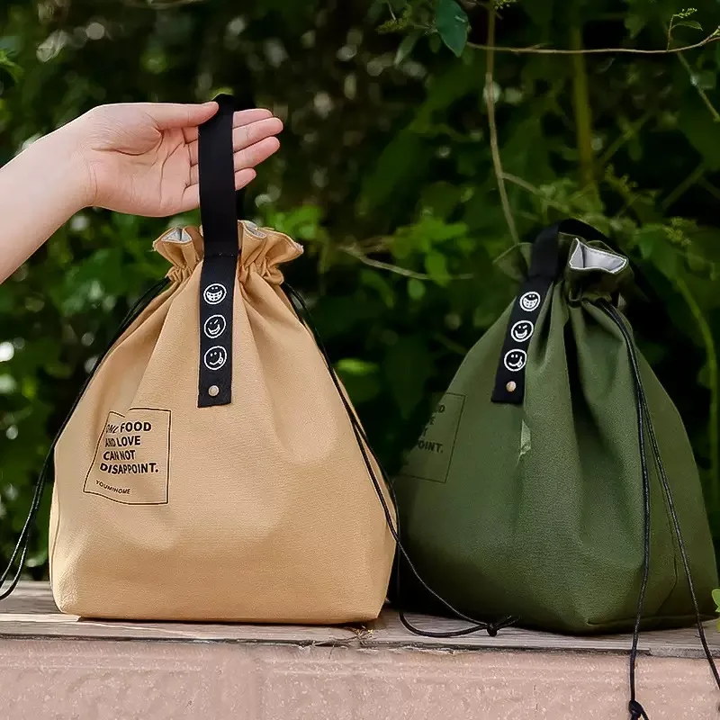 

Canvas Lunch Bag Bento Box Handbag Outdoor Portable Picnic Dinner Container School Fresh Keeping Food Storage Tote Accessories