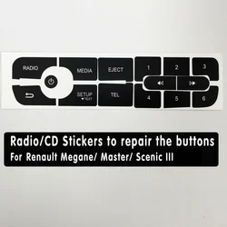 Car Button Repair Stickers CD Radio Audio Button Repair Decals Stickers For Megane For Master For Scenic III Accessories