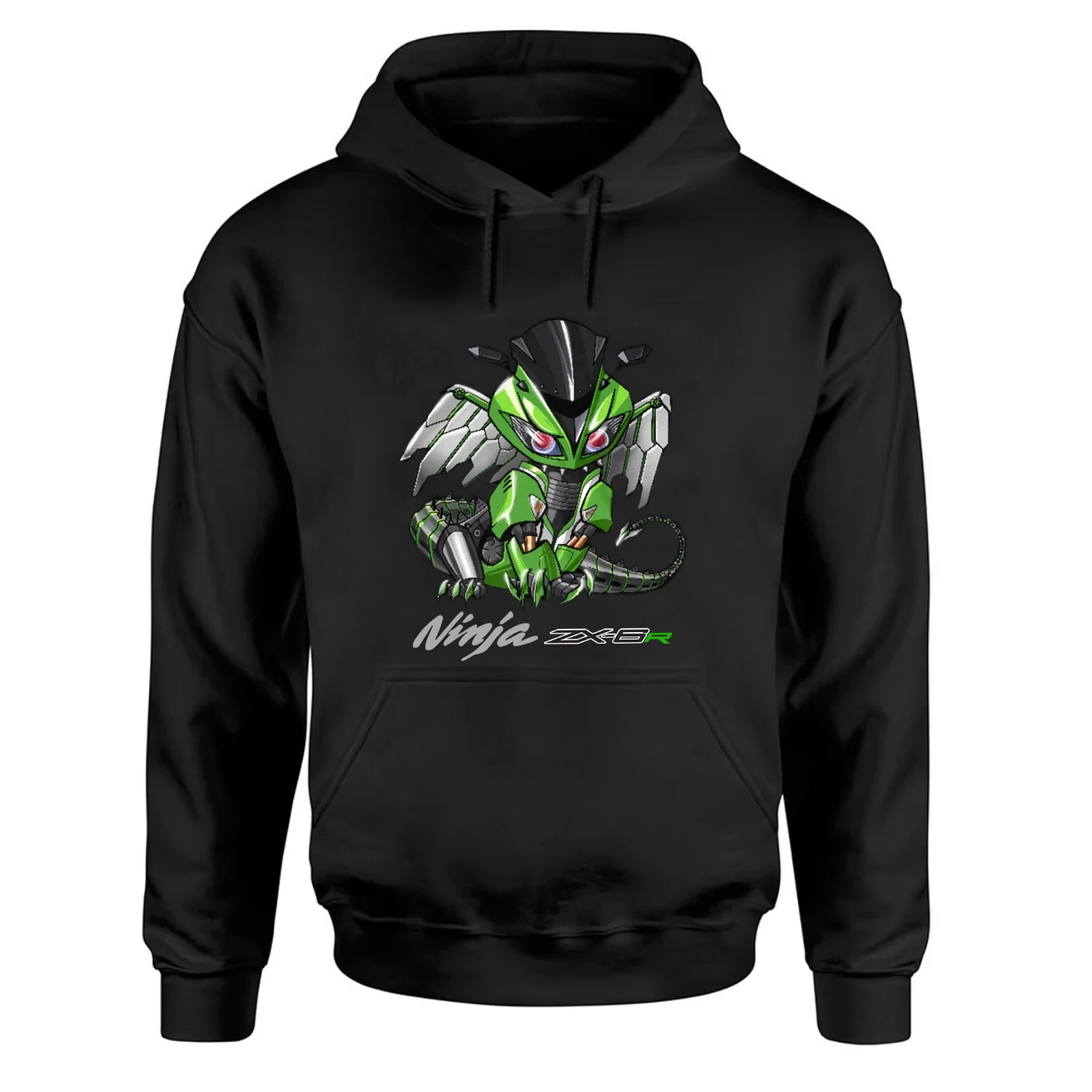 Classic Japanese Motorcycle Ninja ZX-6R Dragon Inspiration Pullover Hoodie 100% Cotton Casual Mens Sweatshirt Rider Streetwear