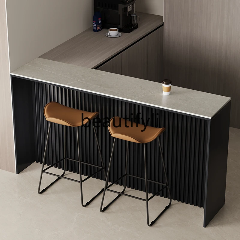 Creative rock slab mini bar table Household wall high table Living room partition Sofa back bar narrow side