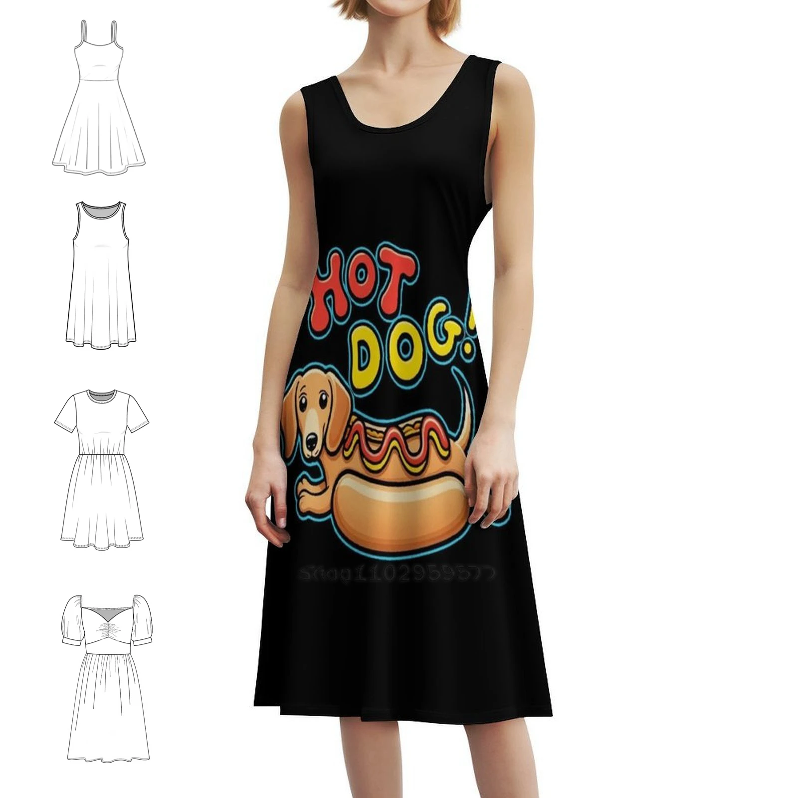 

Hotdog Weiner Dog Повседневное платье в корейском стиле для женщин Простые повседневные офисные женские платья Hotdog Weiner Dog Hot Dogs Ретро женские