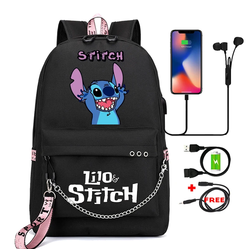 

MINISO Lilo Stitch Bookbag Teen Backpack Back To School Rucksack Unisex School Bags for Boy Girl Cartoon Printing Laptop Bagpack