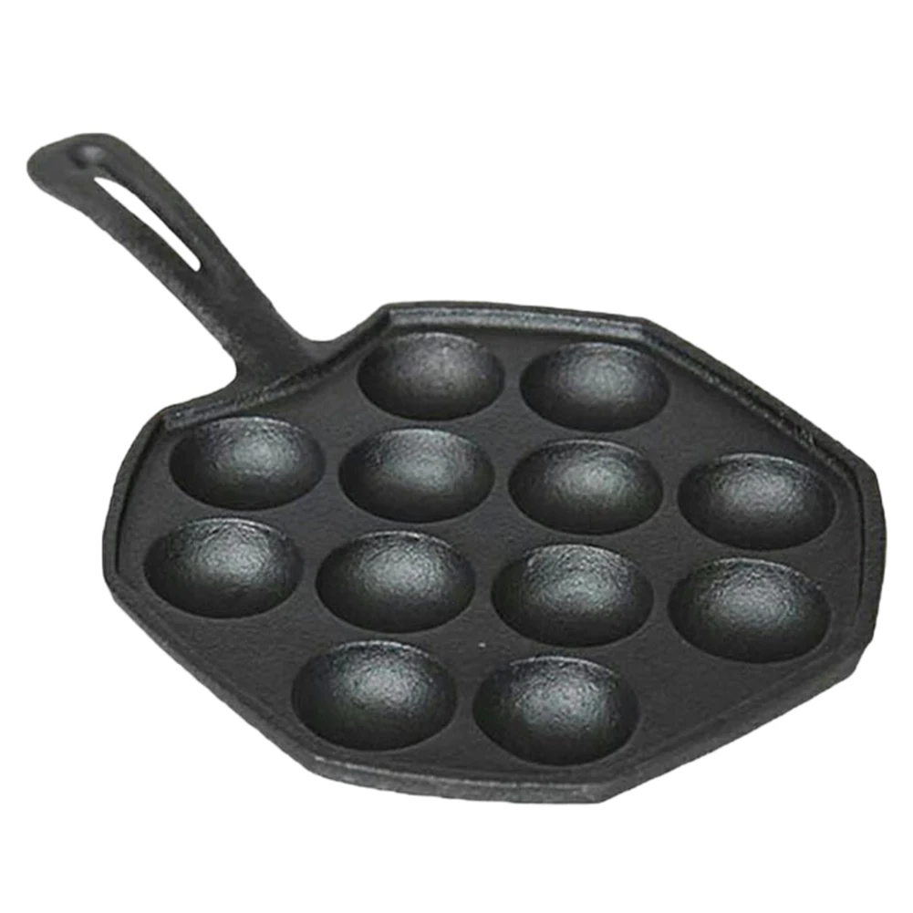 Cast Iron Takoyaki Maker 12 Pits with Grill Plate for Baking Quail Eggs and Shrimp Egg Dishes at Home Kitchen Use