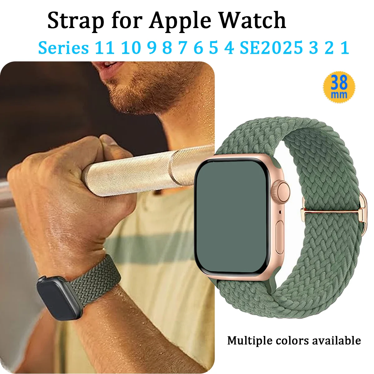 Correa trenzada Solo Loop para Apple Watch Ultra, banda de nailon deportiva de 40mm, 44mm, 41mm, 38mm, 49mm, 45mm, serie iWatch 11, 9, 8, 3, se