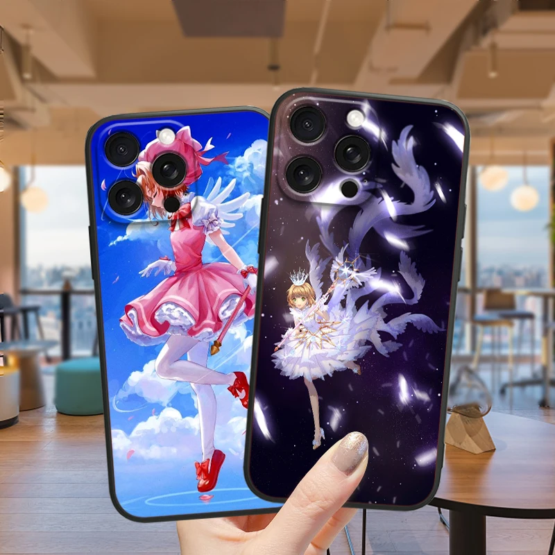 Card-Captor-Sakura Comic Art For iPhone 15 14 13 12 11 XS XR X 8 7 SE Pro Max Plus Mini Black Soft Phone Case