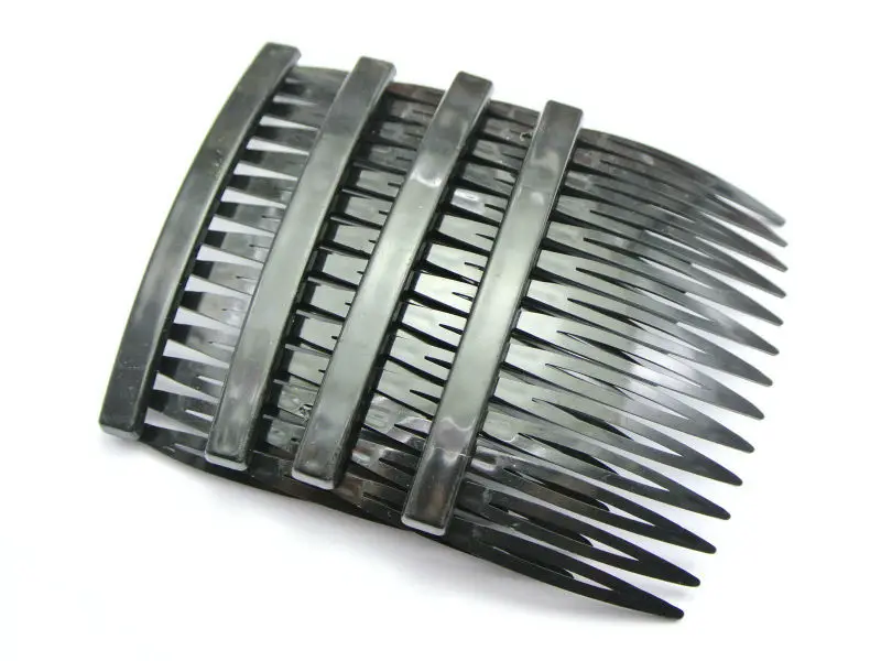20 grampos de cabelo de plástico preto pentes laterais presilhas 70X40mm para mulheres