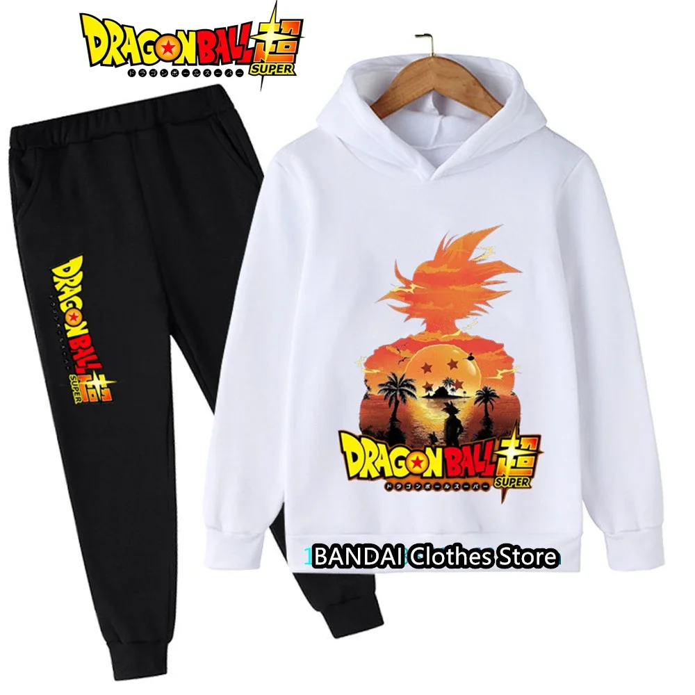 Dragonball garçons dessin animé Goku ensemble à capuche enfants 3-12Y automne hiver doux chaud mignon Anime imprimé confortable 2 pièces porter ​
