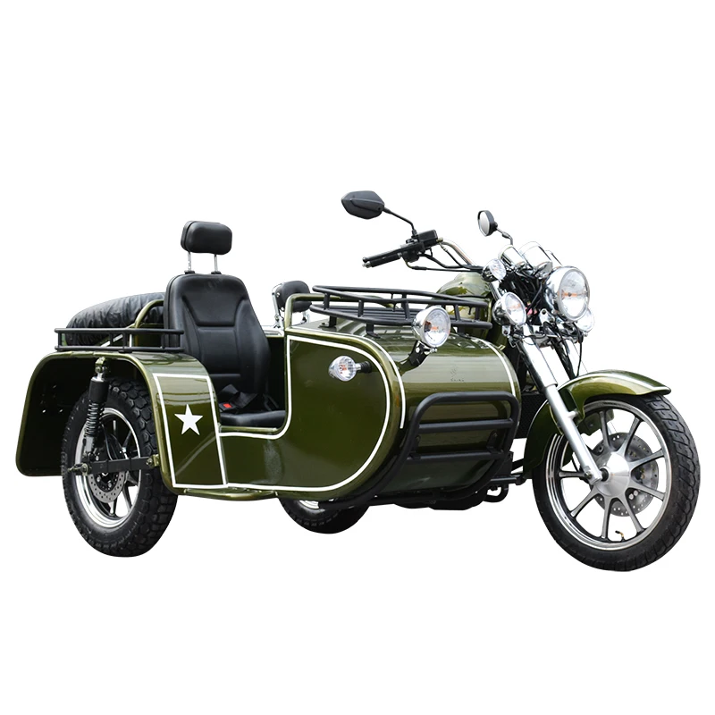 Three wheeled motorcycle with 300cc gasoline engine, side car passenger cargo