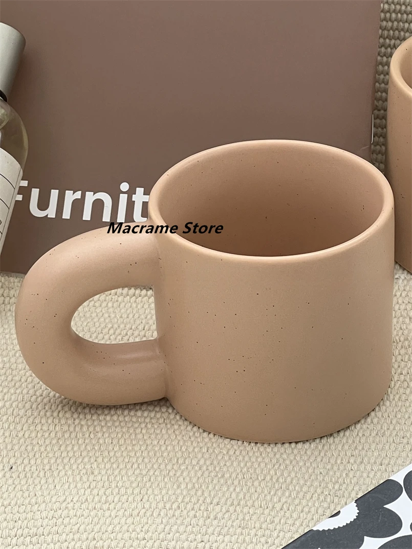 Cartoon Cute Ceramic Mug Korean Style Ins Niche Design Chubby Water Cup with Handle Modern Simple Coffee Cup