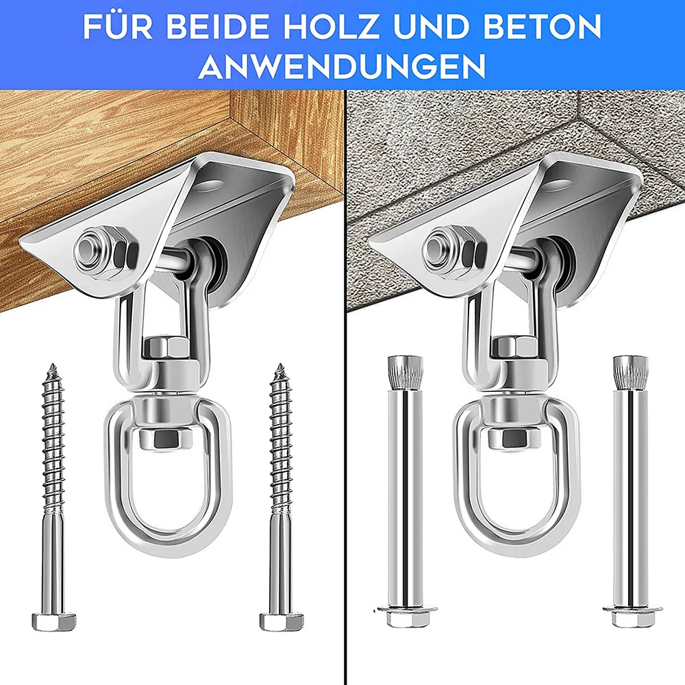 Heavy Duty Swing Hangers Hooks,Stainless Steel 180°Swivel Hammock Hooks with Screws 1000LB Capacity for Seat Trapeze Yoga,GYM