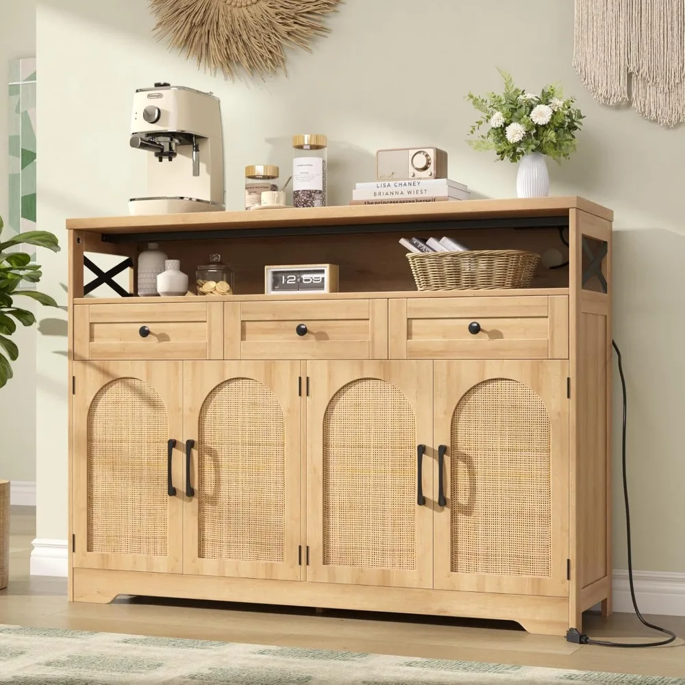

Handheld buffet lockers with drawers and shelves, wooden coffee bar with kitchen storage space