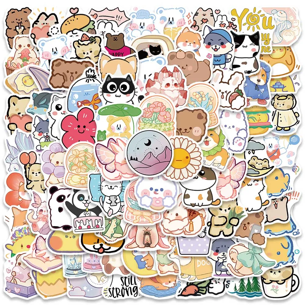 100pcs Cute Cartoon Mini Size Animals Vsco Girl Stickers Waterproof Graffiti For Laptop Phone Guitar Luggage Bike Vinyl Decals