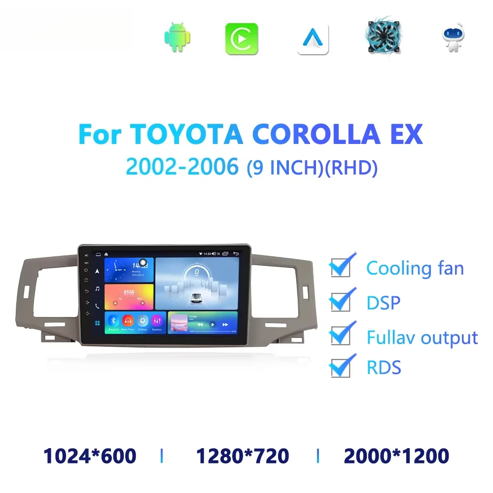 Fotografia 3: Sistema de navegação para carro baseado em GPS e Android de 9 polegadas Leitor de CD TV multimídia COROLLA EX 2002-2006