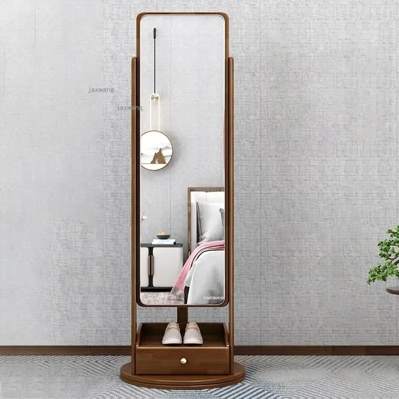 Home Floor-to-ceiling Decorative Mirrors Rotatable Bedroom Full-length Mirror Hanger Solid Wood  Vanity Mirror r