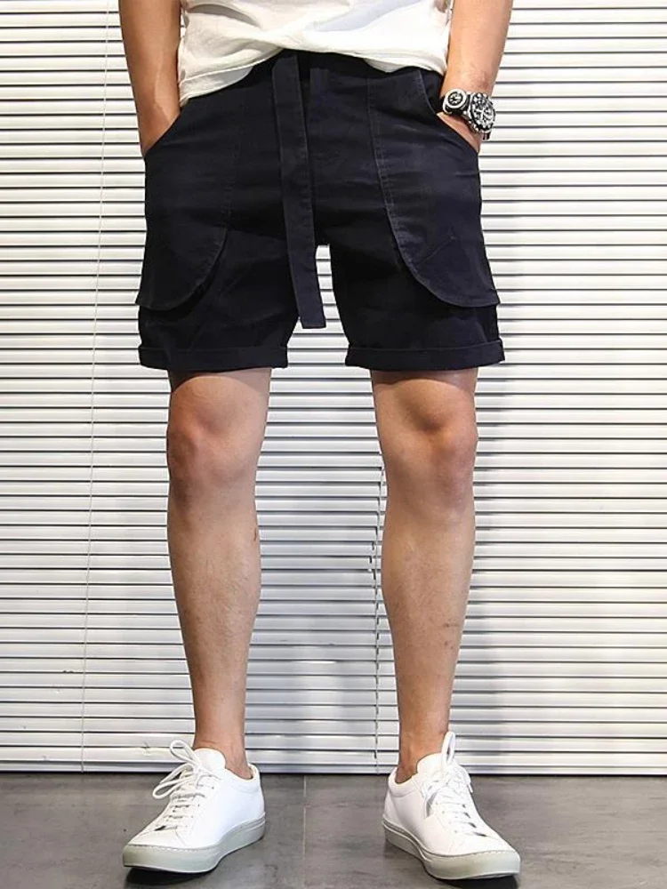 ポケット付きソリッドメンズカーゴショーツ、メンズ用ショートパンツ、美しいナイロン、人気のヴィンテージY2Kコットン、快適なワイドヘビーホワイト