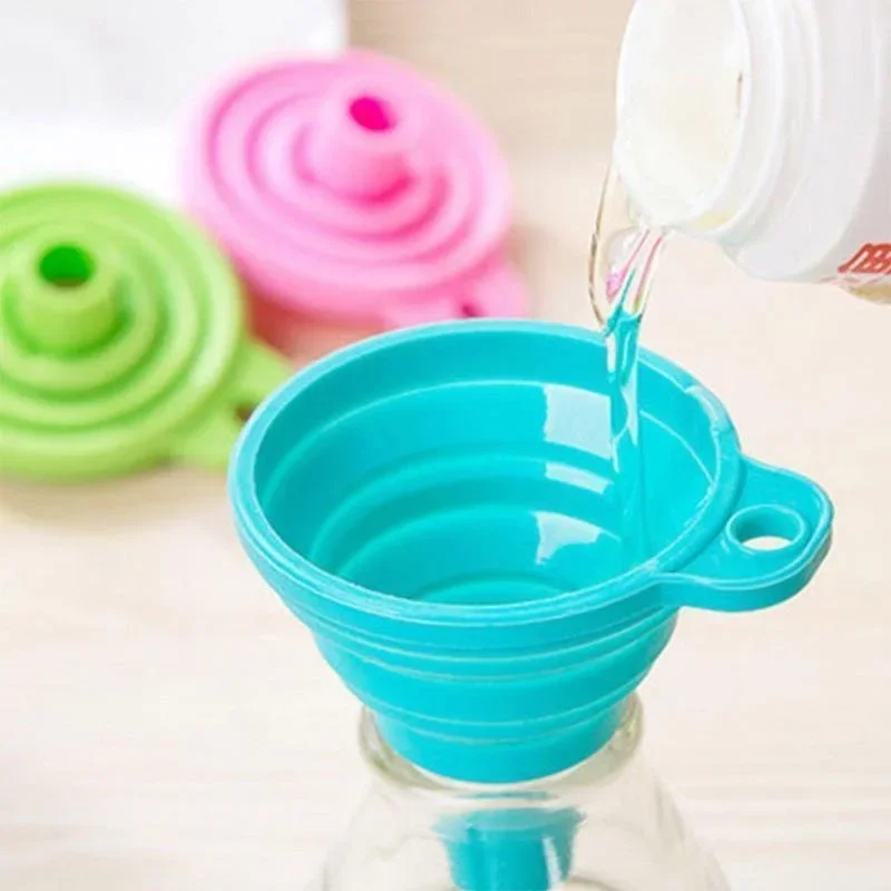 

1pc Universal Mini Silicone Gel Foldable Collapsible Style Funnel Hopper Colourful Funnel Kitchen Tool Funnel Filter