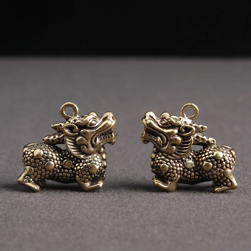 

Solid Brass Kirin Car Keychain Pendant For Attracting Wealth