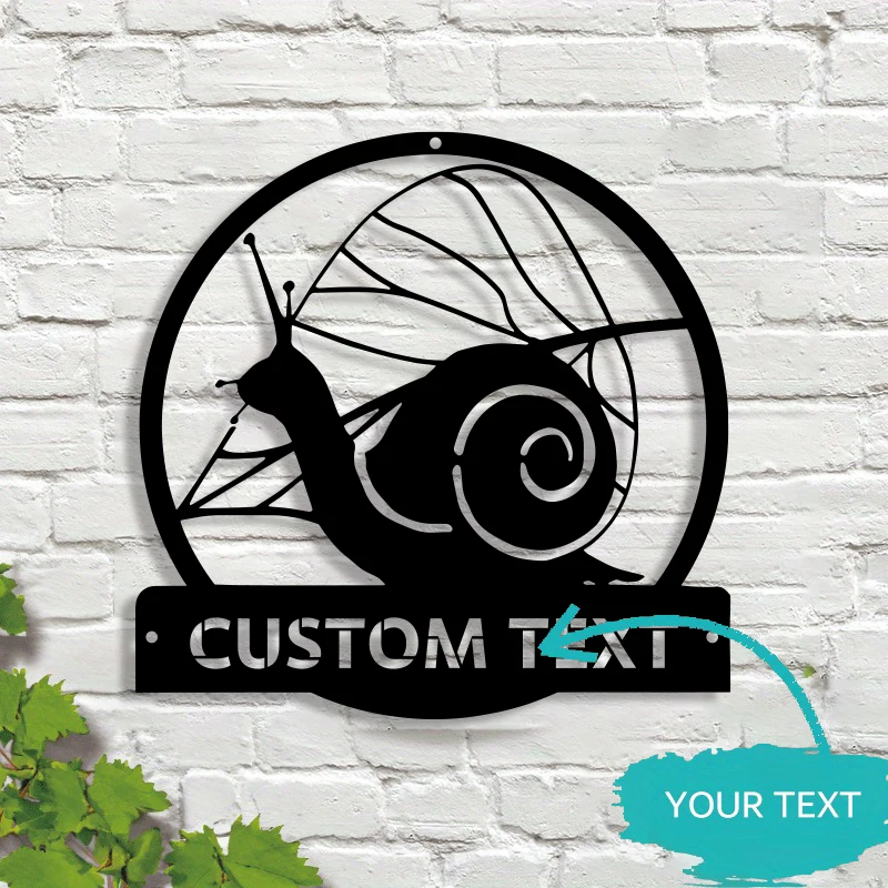 Personalized Snail Metal Sign Wall Art - Custom Text, Multifunctional Home Decor Gift for Animal Enthusiasts, English Language