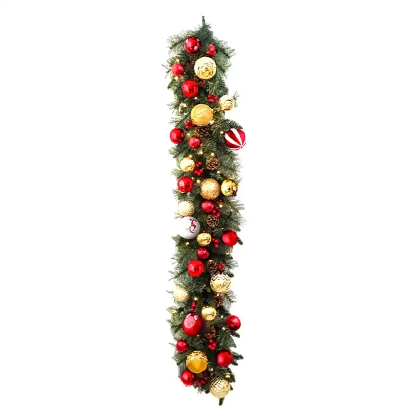 Lighted Christmas Garland 53-Inch Artificial Garland With 8 Changeable Lights Battery Operated Plug-In Featuring Pinecones Red