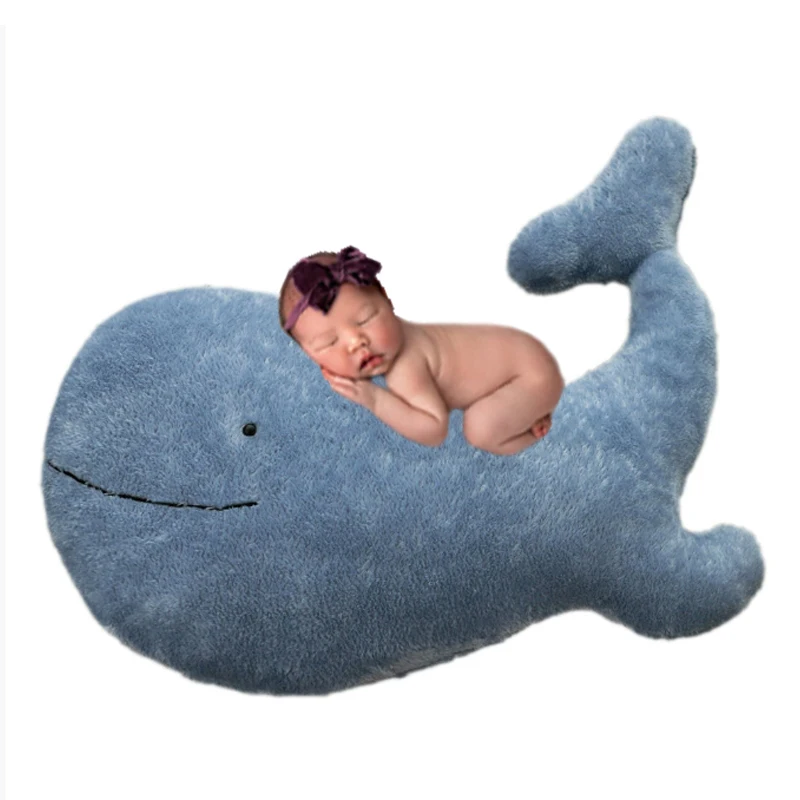 

Подушка для фото новорожденных в форме кита — плюшевая реквизит на тему океана для детской фотографии — нетоксичный помощник по поза для студийной съемки