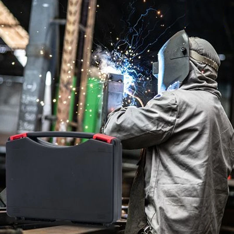 สีดํากล่องเก็บเครื่องมือกระเป๋าเดินทางพลาสติกแบบพกพาชิ้นส่วนฮาร์ดแวร์อเนกประสงค์กล่องซ่อมเครื่องมือสกรูOrganizerกรณี