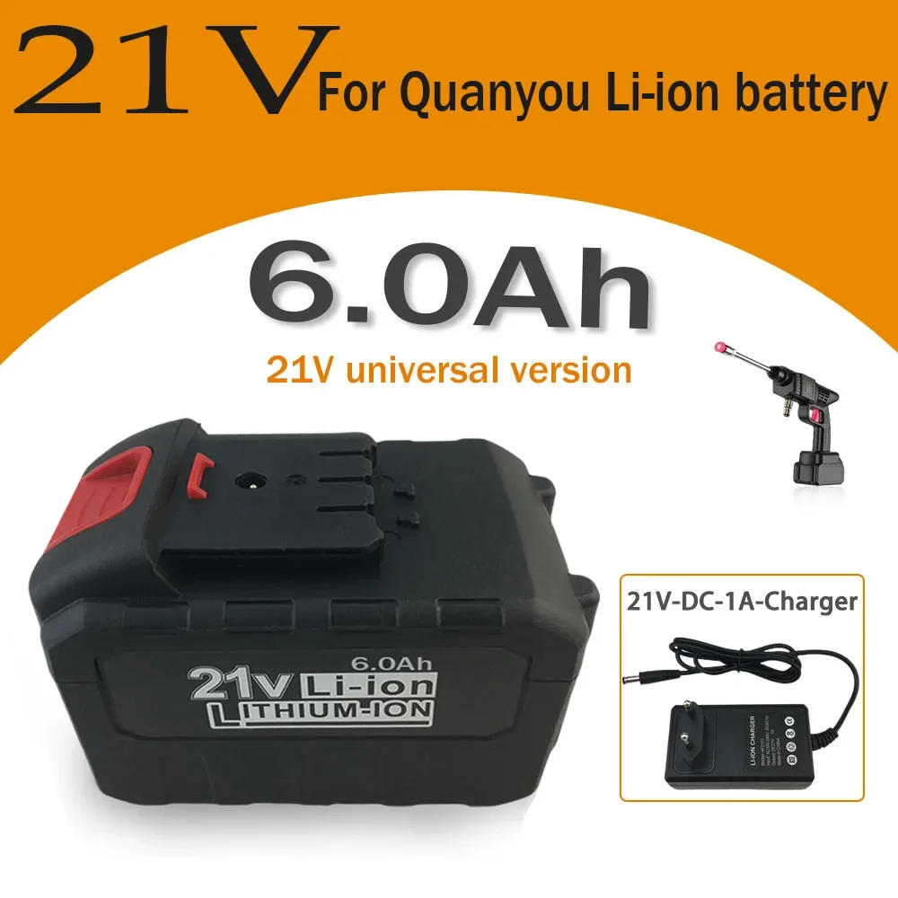 

6AH 21V lithium battery for Quanyou 6000mAH cutting machines, electric drills and other tools, compatible with power tools