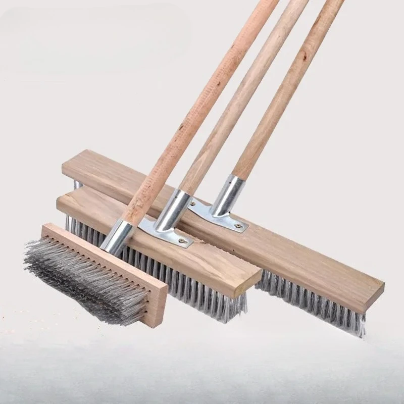 Stainless Steel Wire Broom Brush Corrosion-Resistant Heavy Floor Scrubbing Brush Rough Scrubber Duty Weed Moss Remover
