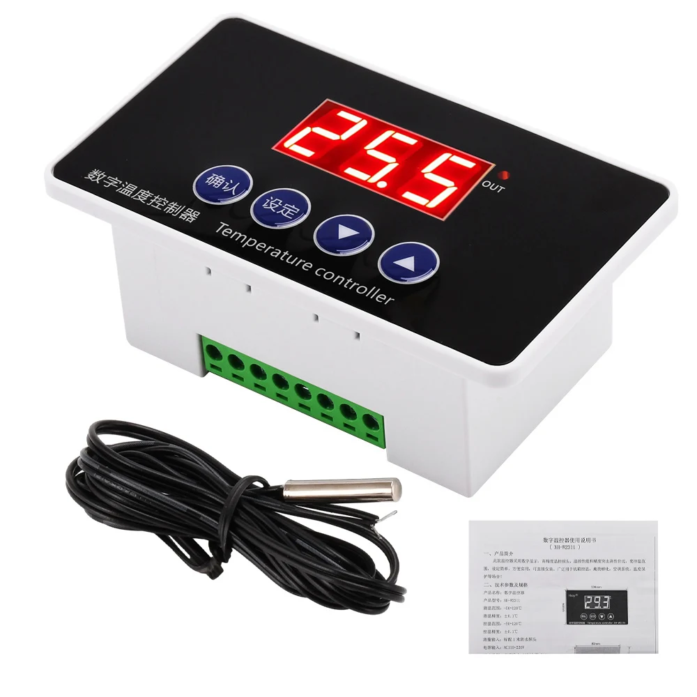 

XH-W2311 Digital Temperature Controller AC110-220V Panel Temperature Controller -50 ℃ to 120 ℃ for Poultry Incubation