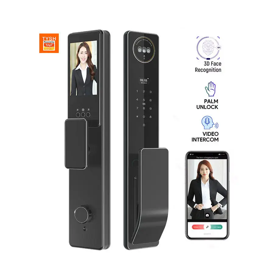 

STLF Fully Automatic Smart Lock 3D Face Recognition Biometric Fingerprint CNC Processed Outdoor WiFi for Wood Aluminum