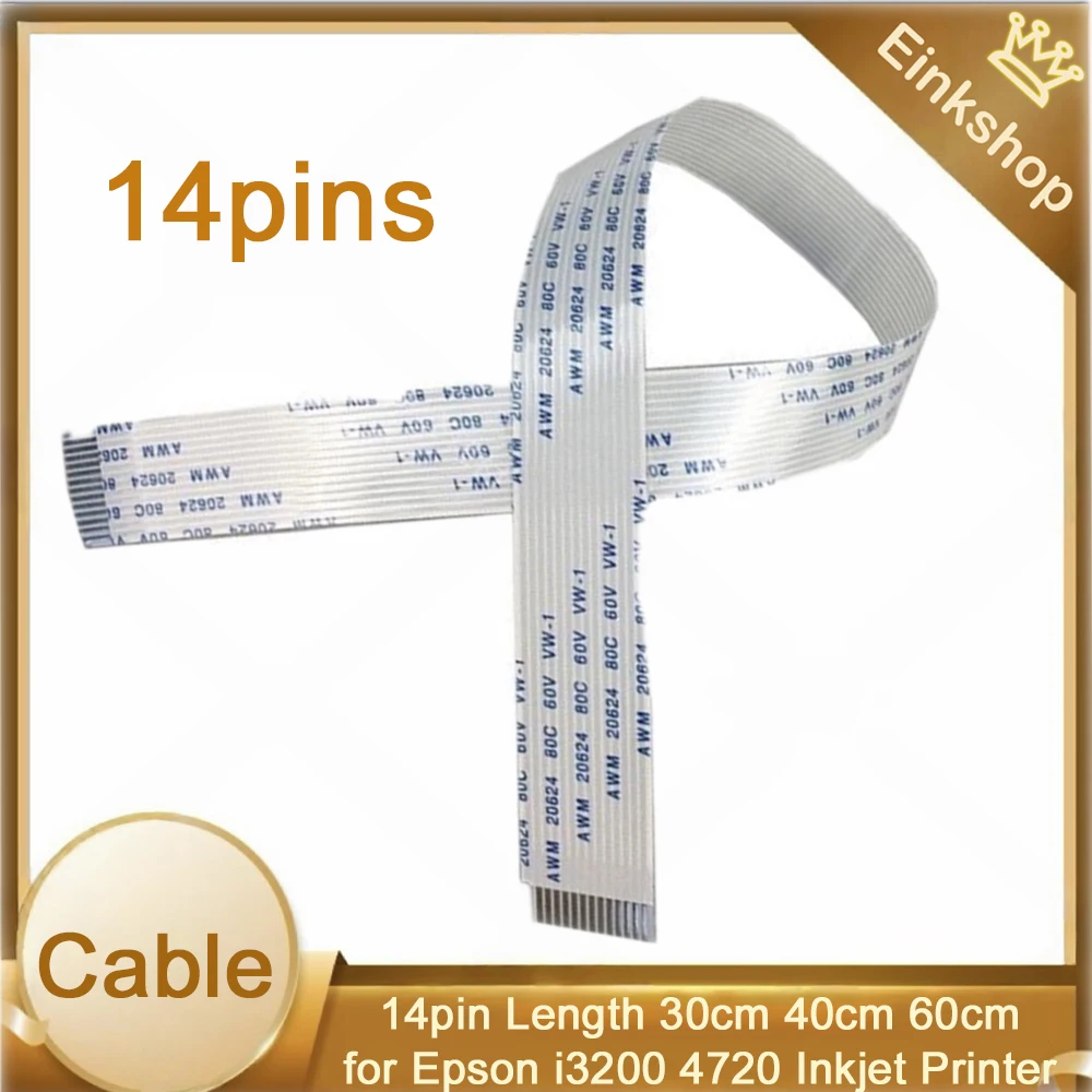 Einkshop 10pcs I3200 Printhead Cable 14pin Length 30cm 40cm 60cm Print Head Data Cable for Epson i3200 4720 Inkjet Printer FFC