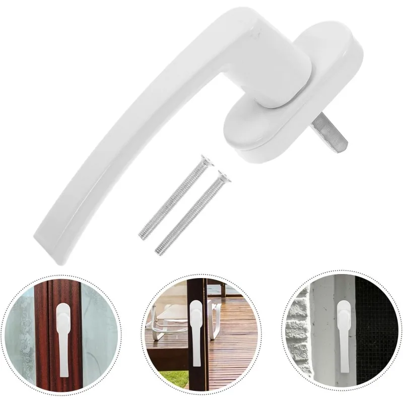 Window Handle Durable Alloy/Plastic Steel White Door Window Lock Sliding Window Anti Slip No Drill Easy Install Home Accessories