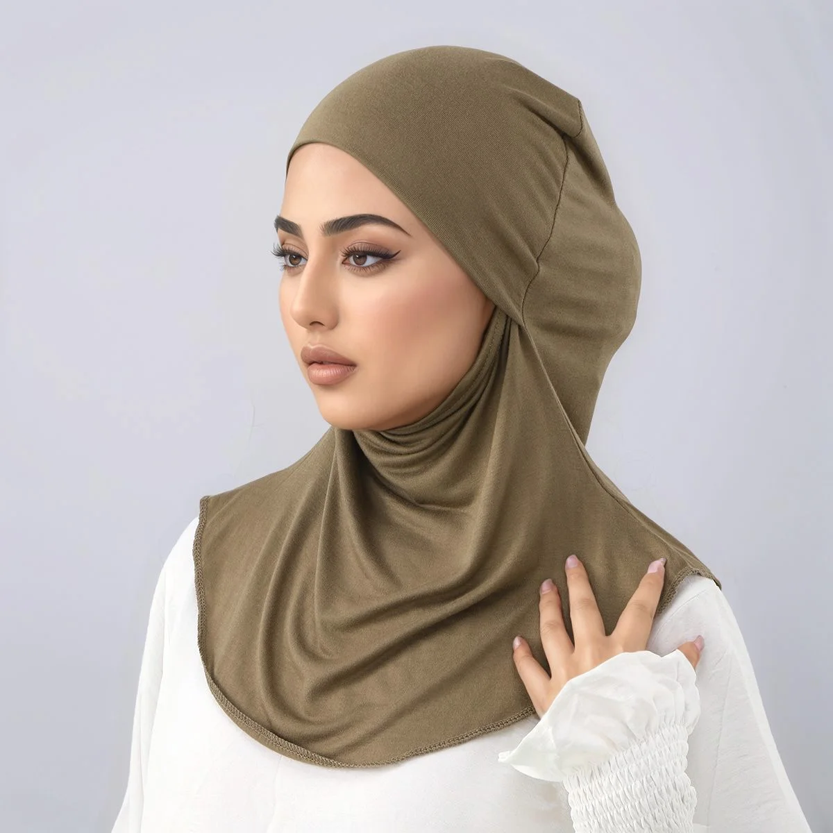 New Jersey Instant Hijab for Muslim Women Hijab Solid Stretch Undercap Headscarf Multi-functional Head Wraps Prayer Inner Cap