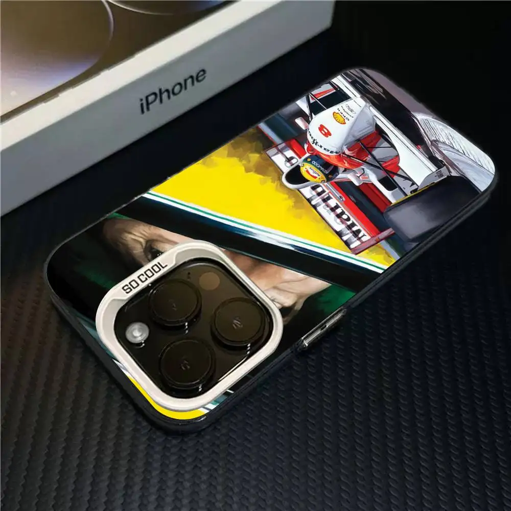 1 قطعة A-Ayrton S-Senna F1 سباق آيفون 13 14 15 16 17 برو ماكس 11 12 زائد 17 الهواء جراب هاتف اللون ماتي غطاء