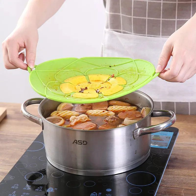1Pc Spill Proof Pot Lid High Temperature Resistant Splash Proof and Splash Proof Silicone Lid Cover Kitchen Cooking Tool